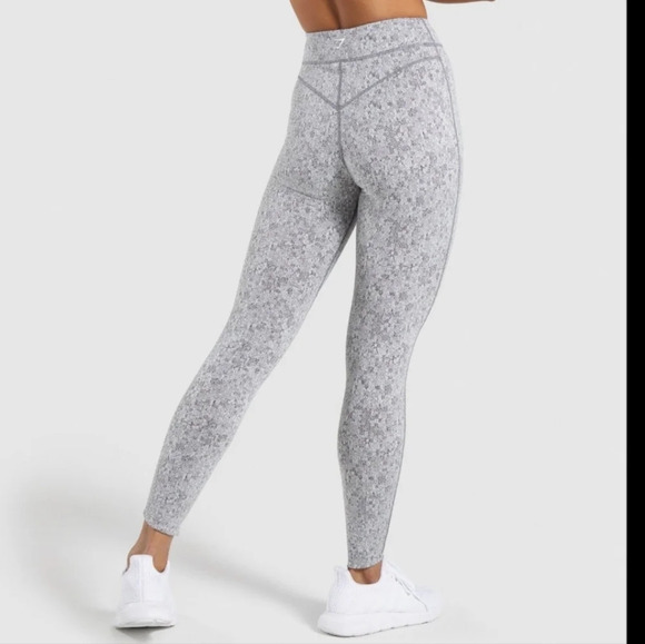 Gymshark Fit Fleur Texture Leggings Grey Marl High Waisted Full Length sz.S - Picture 9 of 13